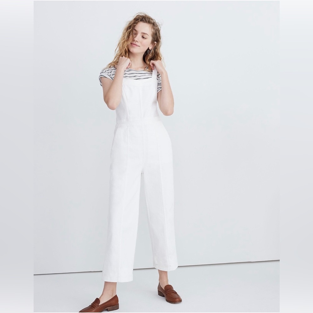 Madewell Denim Wide Leg Stretchy Jumpsuit in White